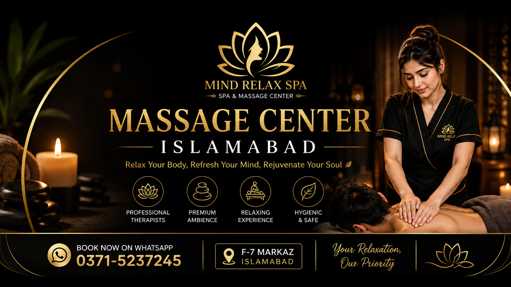 Luxury spa ambience at Mind Relax Spa, Islamabad Massage Center in F7 Markaz