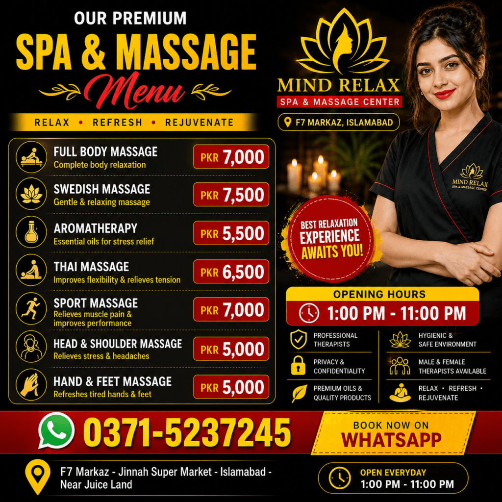 mind relax spa menu