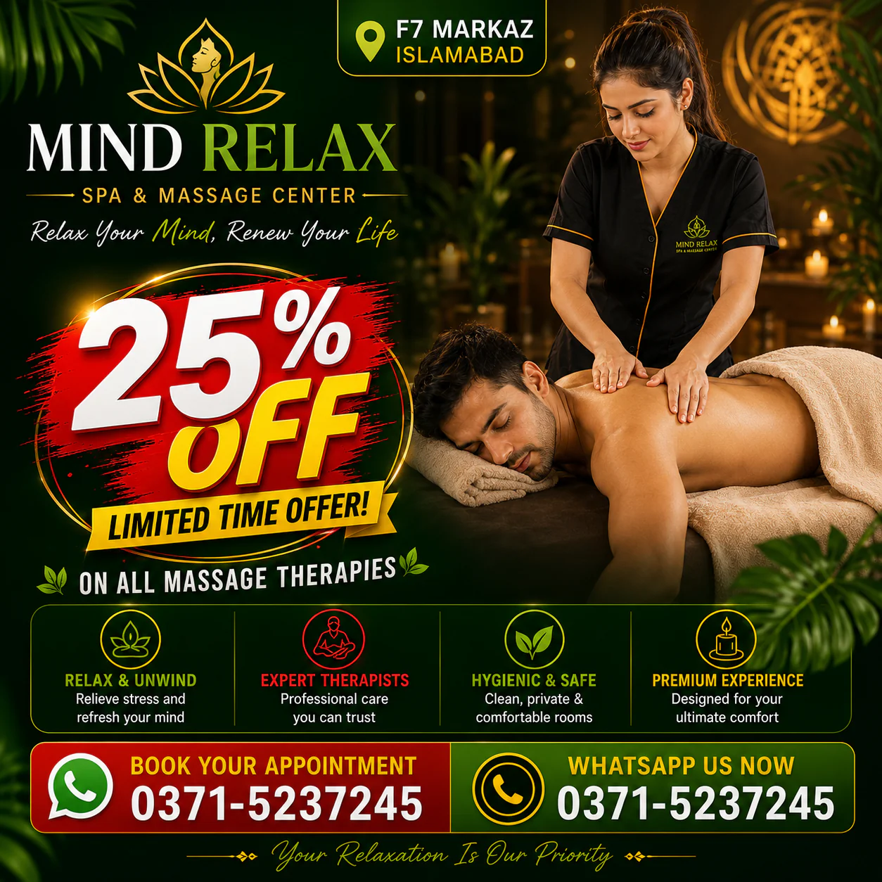 Mind Relax Spa - premium spa in Islamabad, F7 Markaz